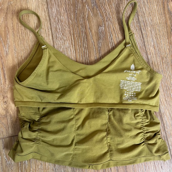 Free Movement Ribbed Ruched Crop Tank Top Olive Green Size M L - Picture 3 of 4